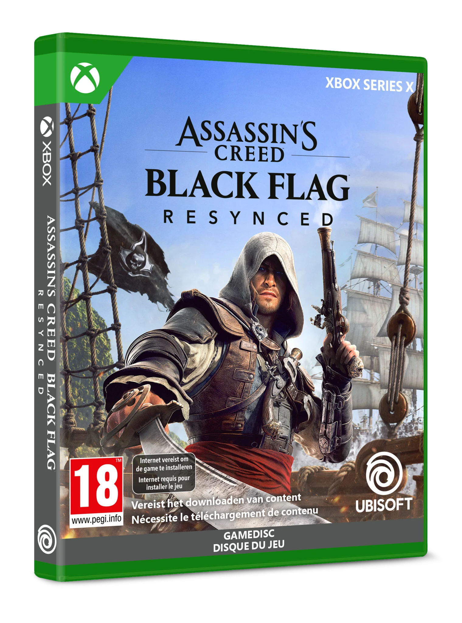 Unboxing image of Unboxing photo of Assassin's Creed Black Flag Resynced showing the game case opened with any included physical extras or inserts laid out on a flat surface