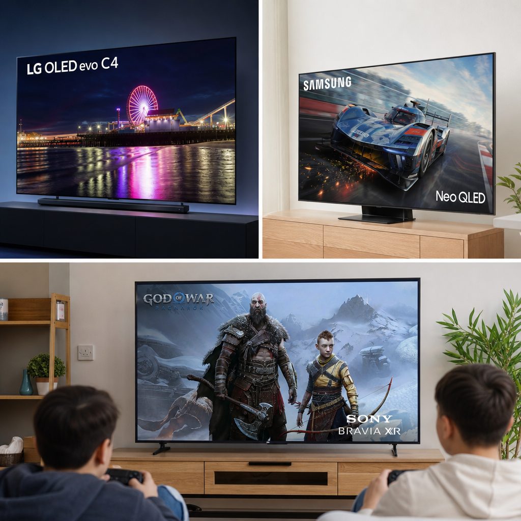 The right choice depends on your room as much as your console: dark-room OLED drama, bright-room Mini-LED impact, or a carefully balanced all-rounder.