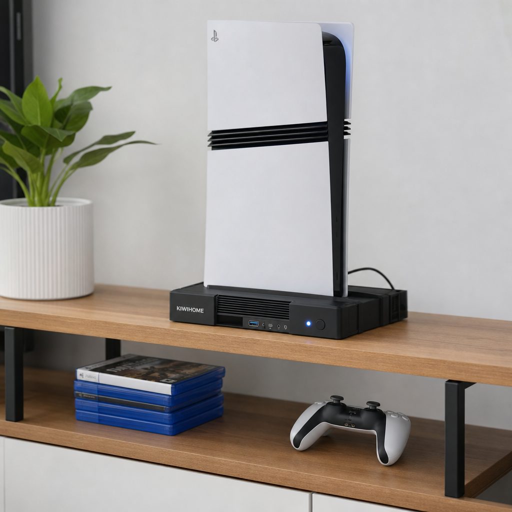 A clean, open console shelf gives every cooling accessory a better chance of helping — and may mean you need less fan speed in the first place.