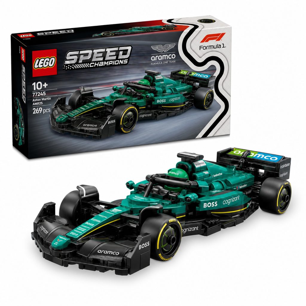 The Aston Martin AMR25 is the standout gift for a fan who wants their LEGO display to feel connected to the Formula 1 season they are following now.