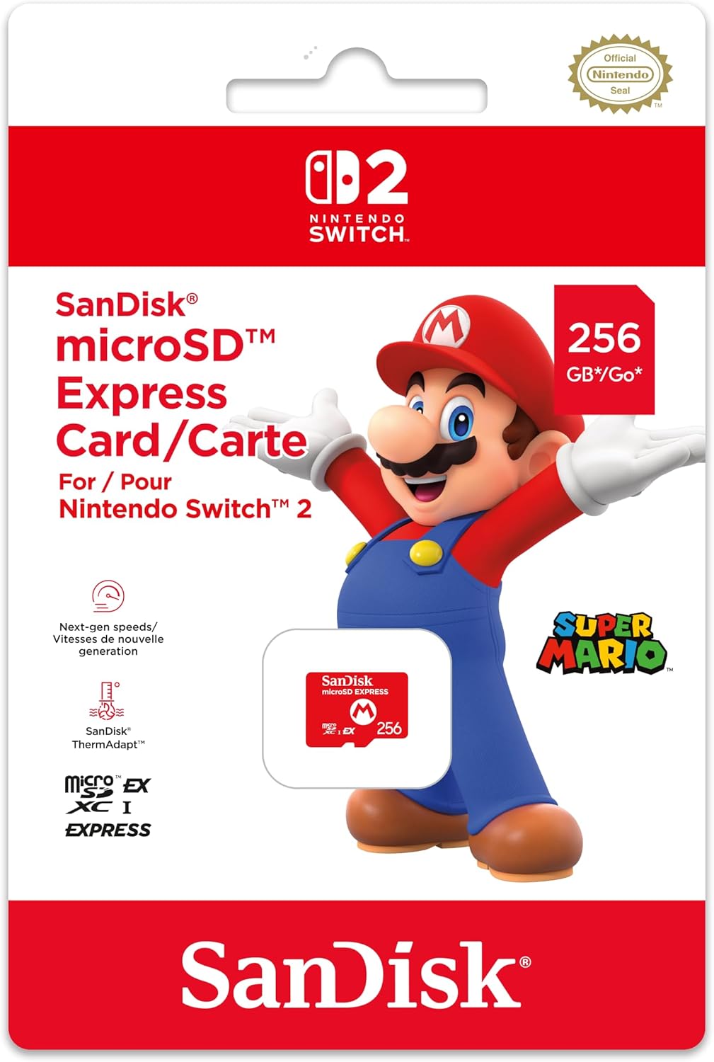 Product 3 image of Side or angled view of the Nextorage 256GB microSD Express card showing thickness and build quality
