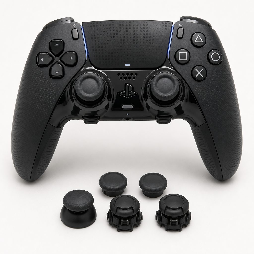 Sony's DualSense Edge keeps the familiar PS5 shape and sensory features, then adds replaceable stick modules, trigger stops and two rear controls.