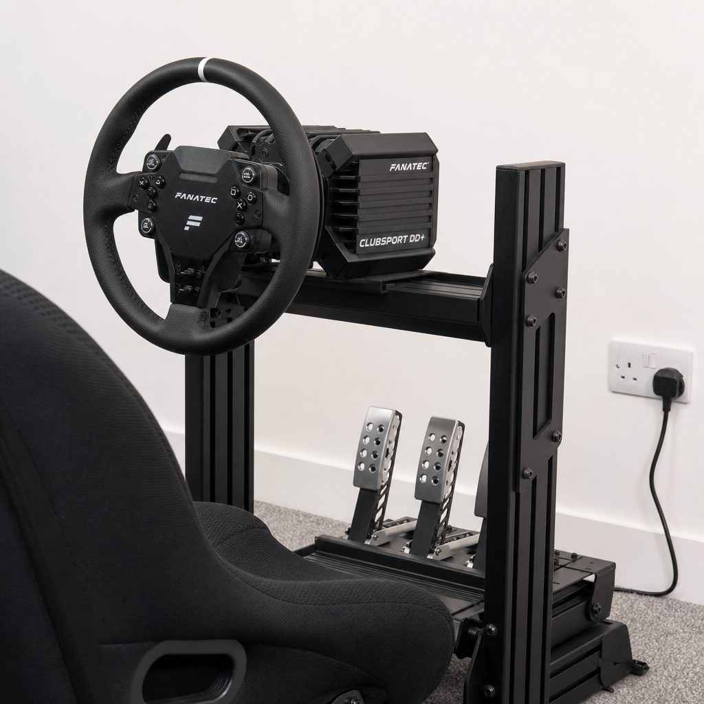 A serious wheel such as the Fanatec ClubSport DD+ belongs with a stable rig or stand; the more focused the driving experience becomes, the more obvious a wobbly desk becomes too.