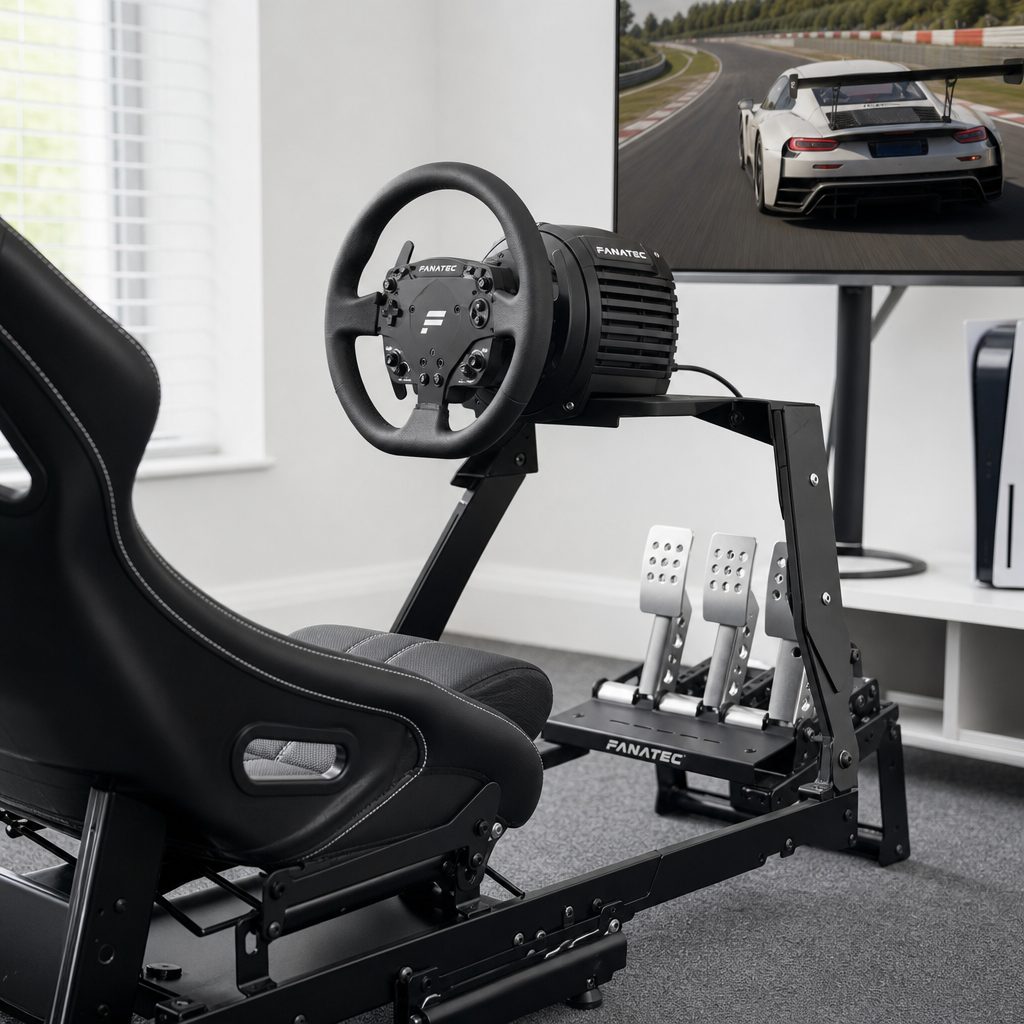 A wheel is at its best when the seating position, pedal placement and screen height work together; no amount of enthusiasm can make a sliding chair feel like a race seat.