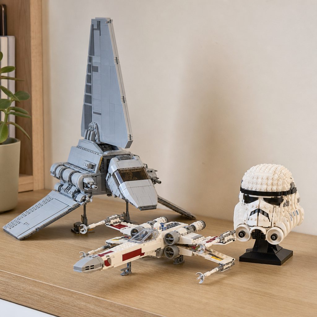 The strongest collections mix silhouettes and purposes: a shuttle, a fighter and a character build look more deliberate together than a row of near-identical ships.