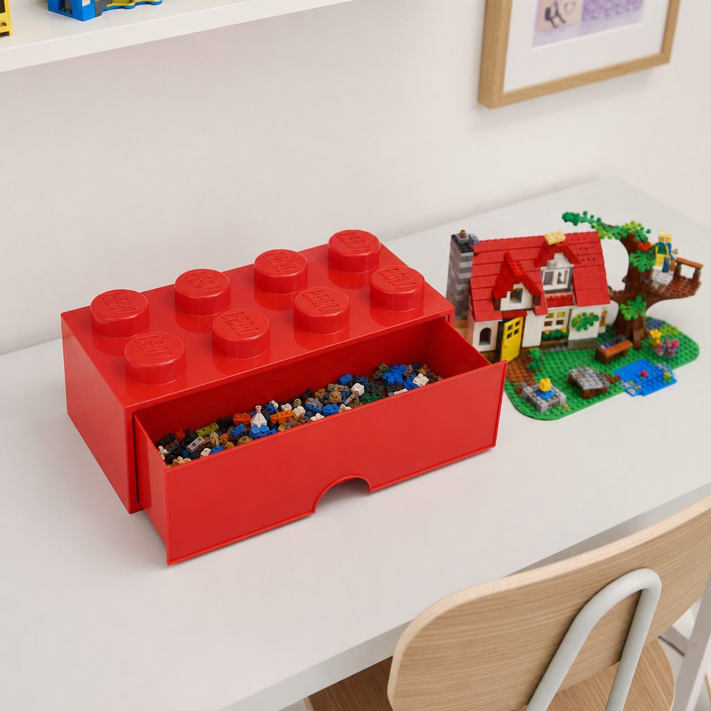 A drawer-led work station keeps frequently used pieces close at hand whilst finished creations can stay safely separate on display.