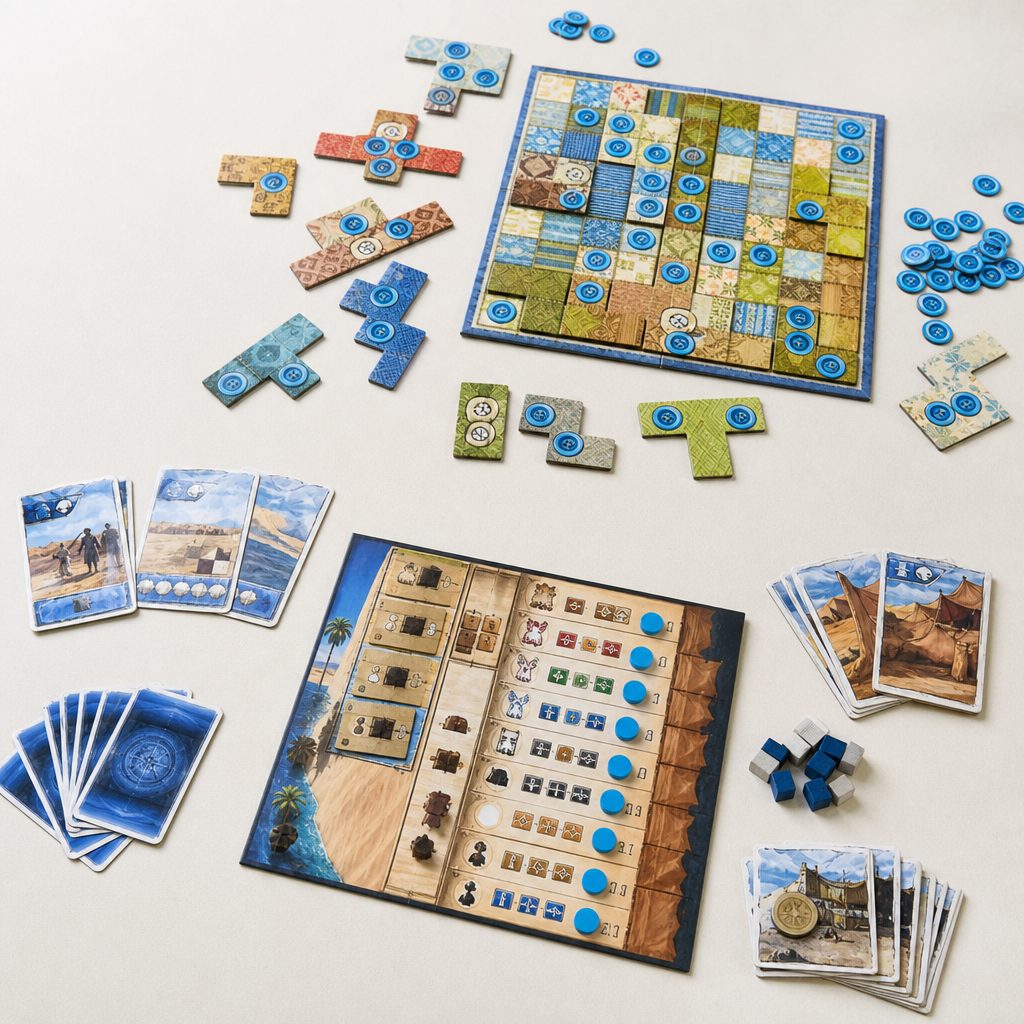 Patchwork turns friendly-looking quilt pieces into a tactical puzzle, whilst longer strategic games such as Targi reward couples with a clear uninterrupted hour.