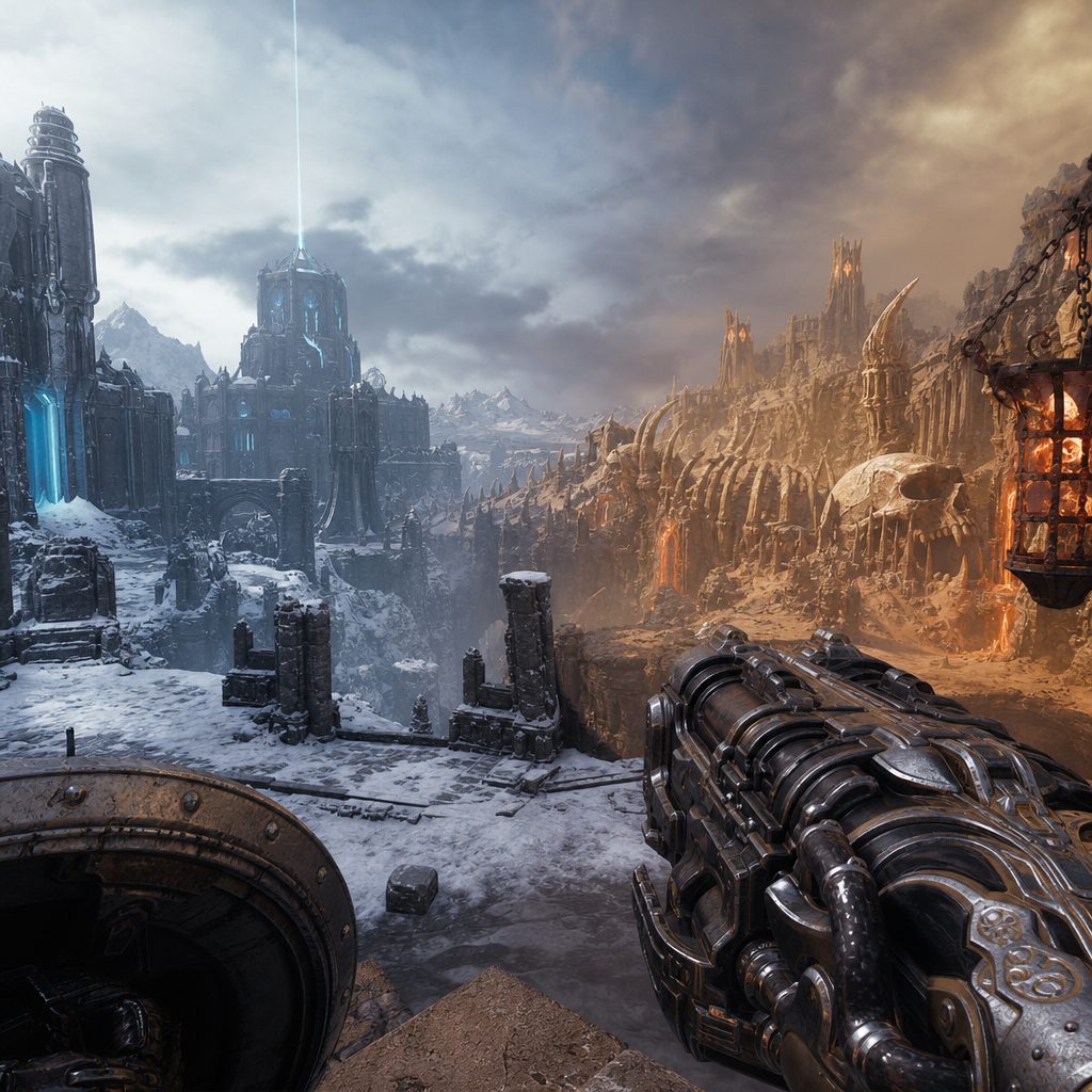 The expansion's environments range from snowbound Hell's Core to the bone-dry Osseus, retaining the lavish, grimy detail that defined The Dark Ages.