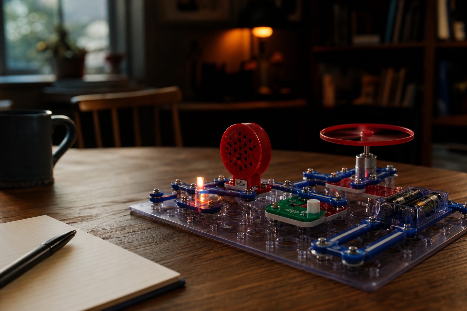 Snap-together modules turn a kitchen table into a compact electronics lab, without requiring a soldering iron or a drawer full of mysterious wires.
