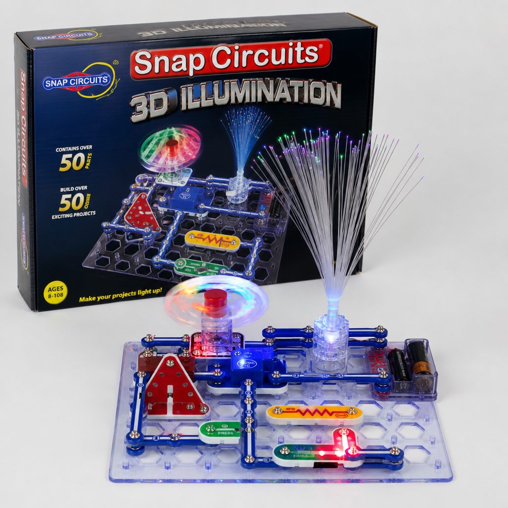 Specialist sets such as Snap Circuits 3D Illumination use dramatic light effects to attract children who may prefer visual creativity to conventional science experiments.