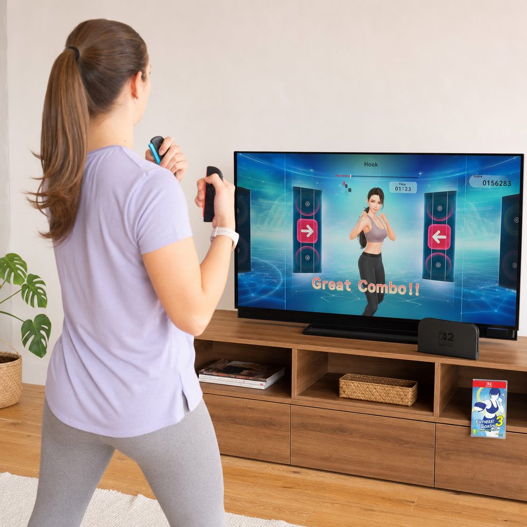 You hold a Joy-Con in each hand and follow the on-screen boxing instructor.