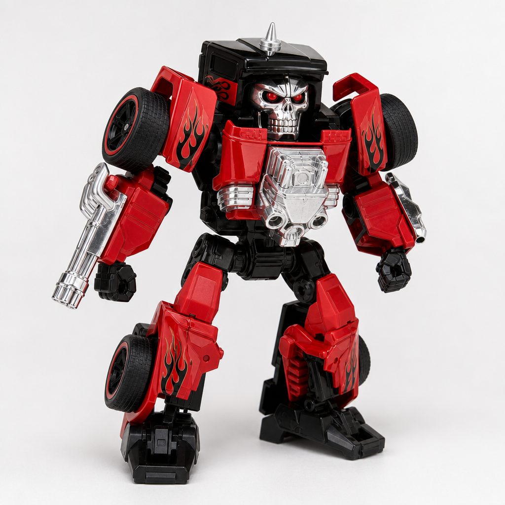 A mixed-mode display shows what the crossover does best: Hot Wheels car designs retain their identity whilst becoming small, poseable Transformers characters.