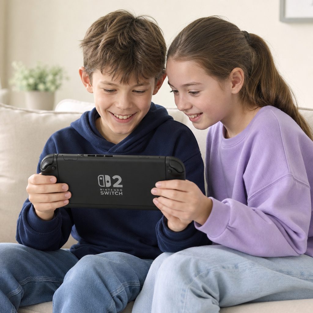 Nintendo Switch 2's larger 7.9-inch screen is useful for handheld family play, though it is still worth deciding whose turn it is before the console changes hands.