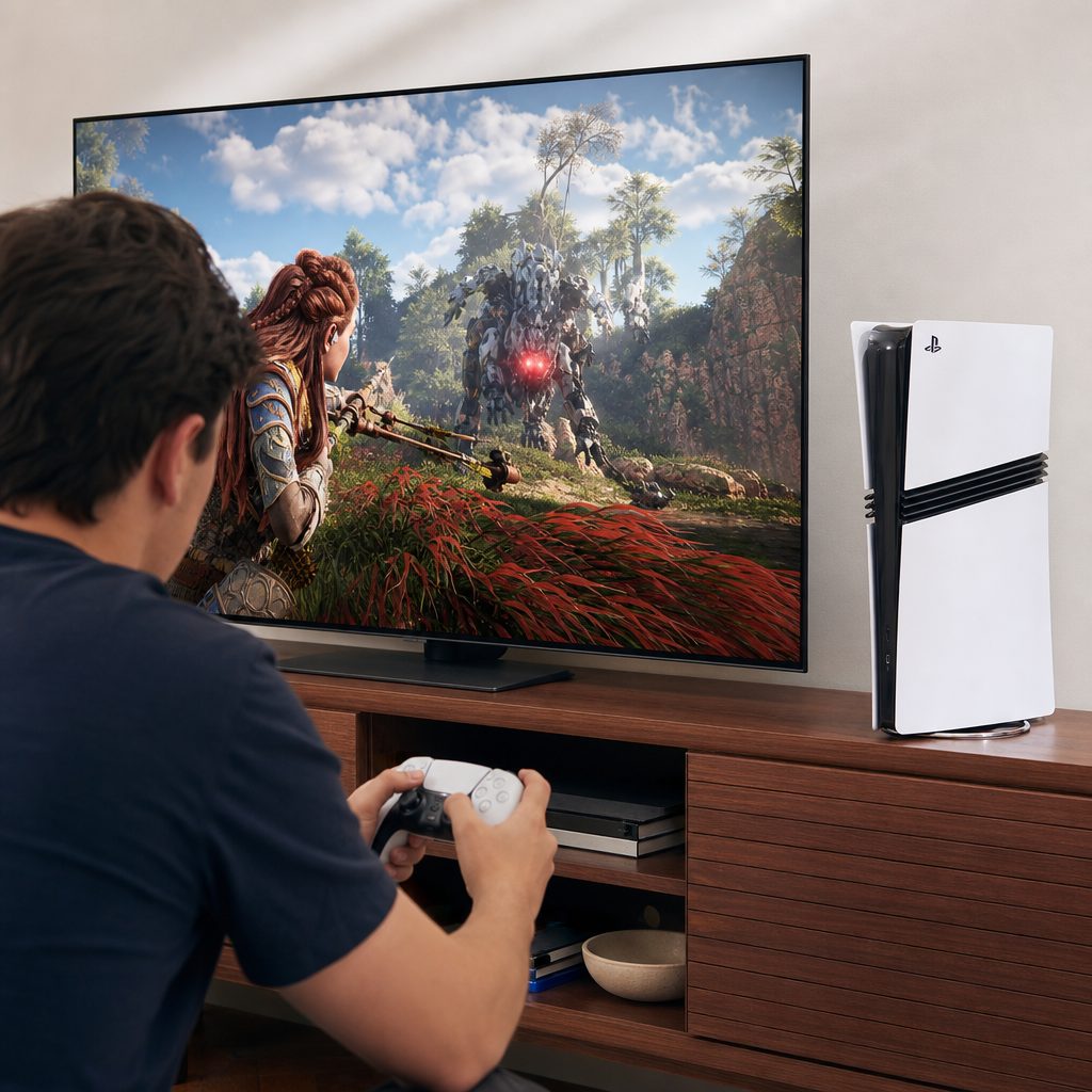 PS5 Pro-enhanced games make the clearest use of the extra graphics capability, so compare their modes in real play rather than relying on a still screenshot.