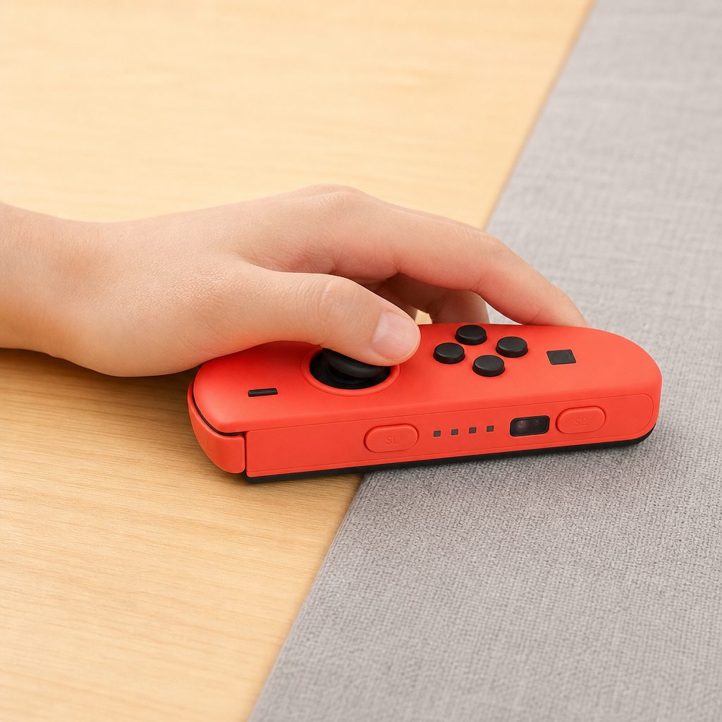 A stable table gives the optical sensor the most predictable tracking, although Joy-Con 2 mouse mode can also operate over fabric when space is tight.