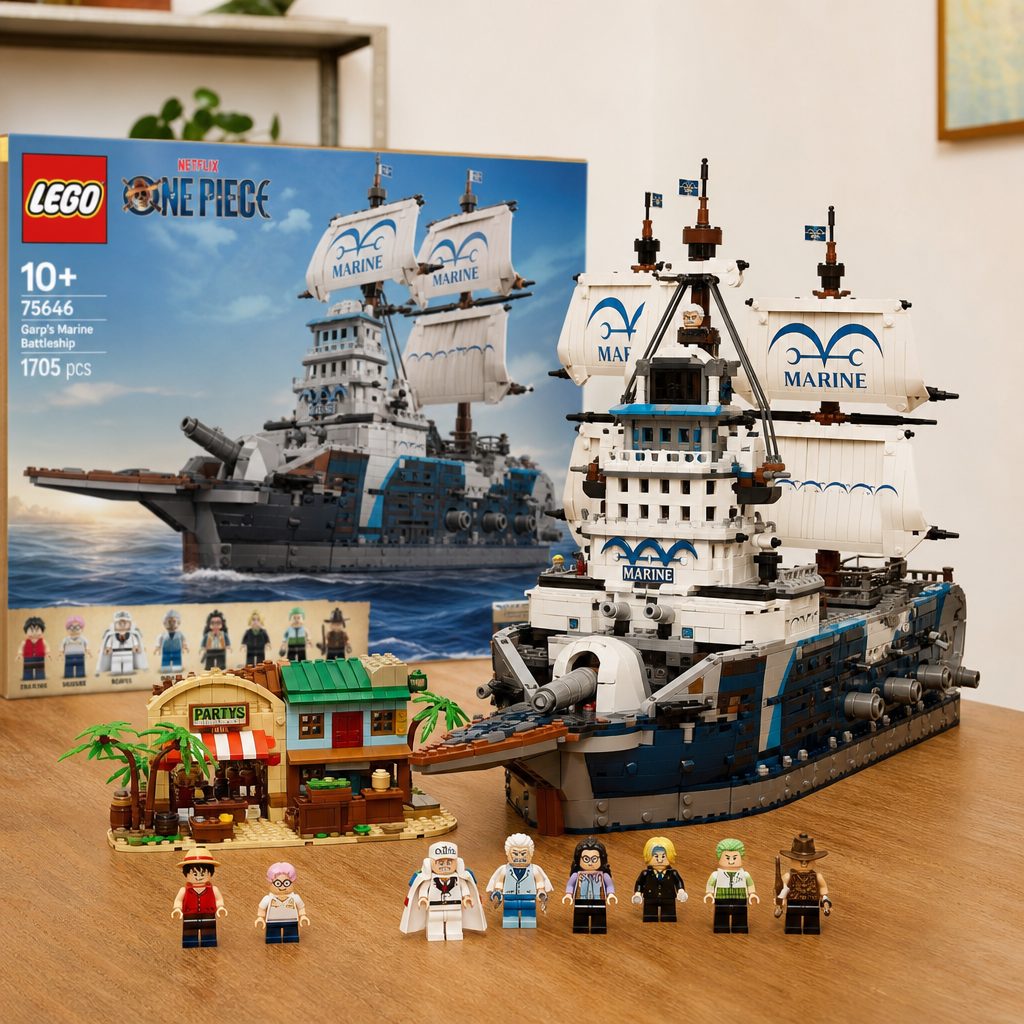 The accompanying market scene widens the storytelling beyond naval battles, giving the eight included characters a land-based setting for investigations, encounters and clandestine meetings.
