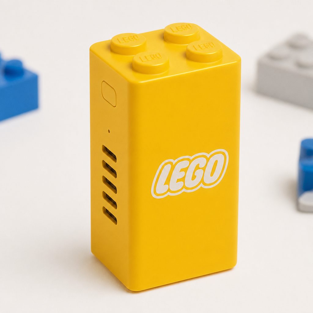 The SMART Brick is taller than an ordinary LEGO brick because it houses the sensors, speaker, LEDs and wireless technology that make the Pokémon builds respond.
