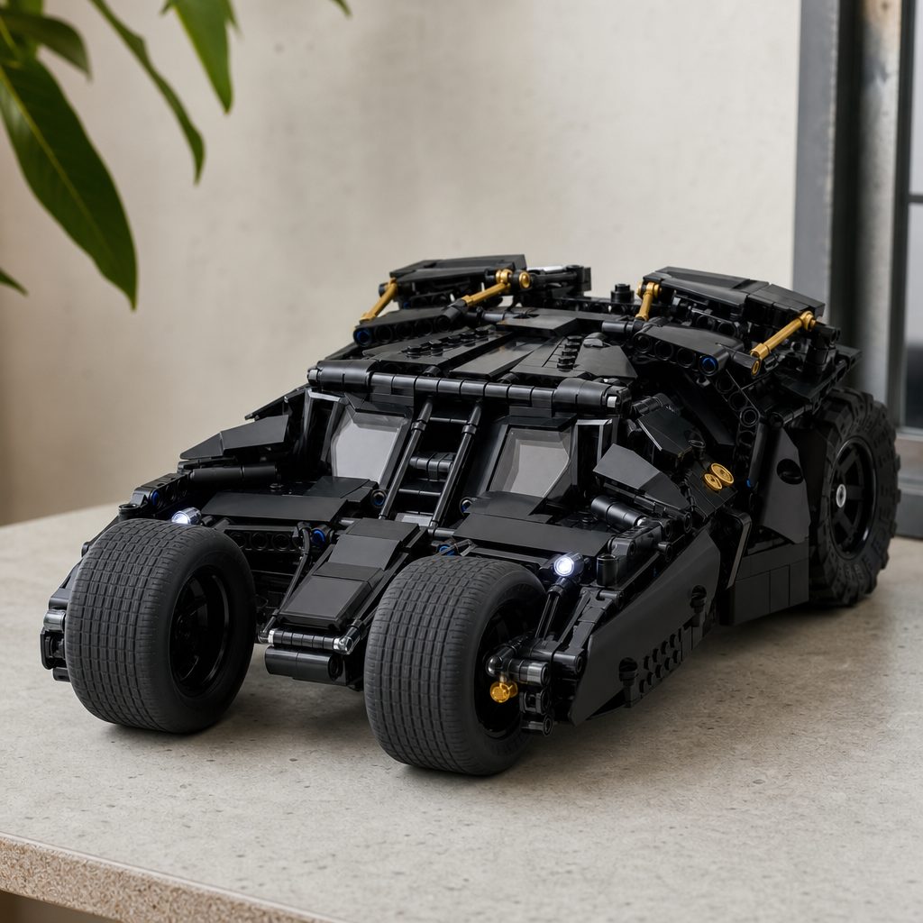 The Tumbler's compact frame has to accommodate its rear-drive arrangement, front steering, lighting and bodywork at the same time — which is where the Technic appeal really lives.