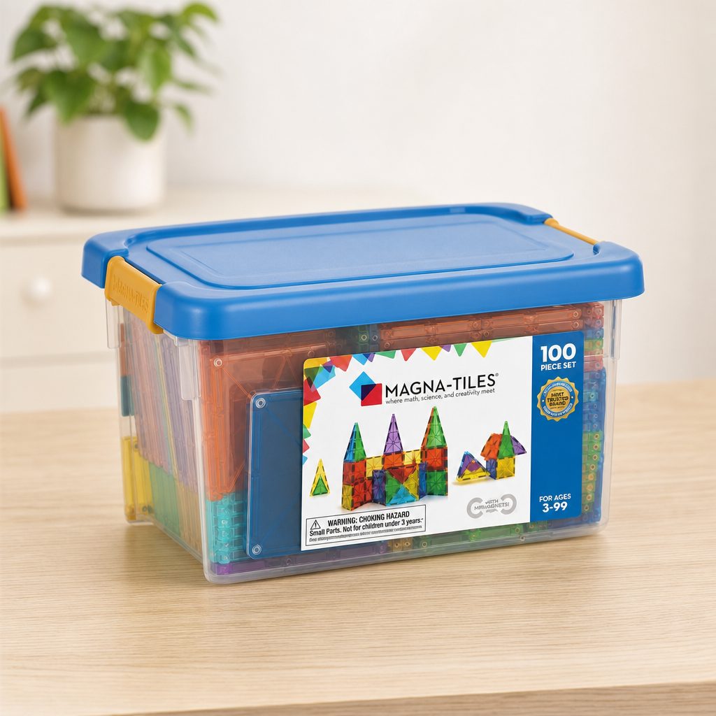 A Classic set gives children the familiar square-and-triangle vocabulary that underpins nearly every Magna-Tiles creation.