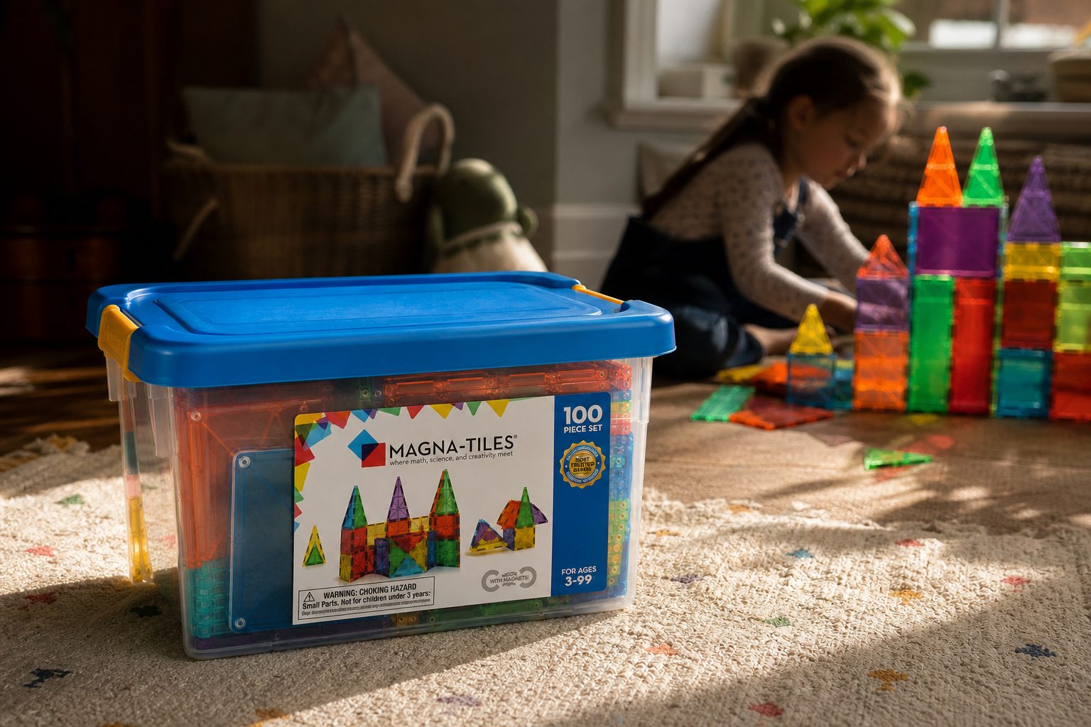 Magna-Tiles’ translucent geometric pieces turn a patch of floor into a tower, a garage, a castle or an unexpectedly ambitious dinosaur hospital.