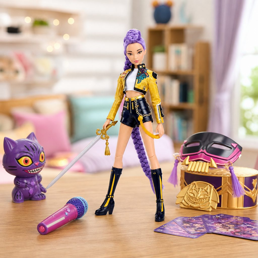 The HUNTR/X trio sits at the centre of Mattel's doll line, whilst Hasbro's products extend the film into games, role-play and concert-style play.
