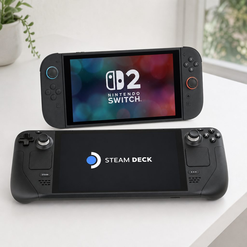 Storage is part of the value calculation: Switch 2 starts with 256GB, while Steam Deck OLED arrives with either 512GB or 1TB of NVMe storage.