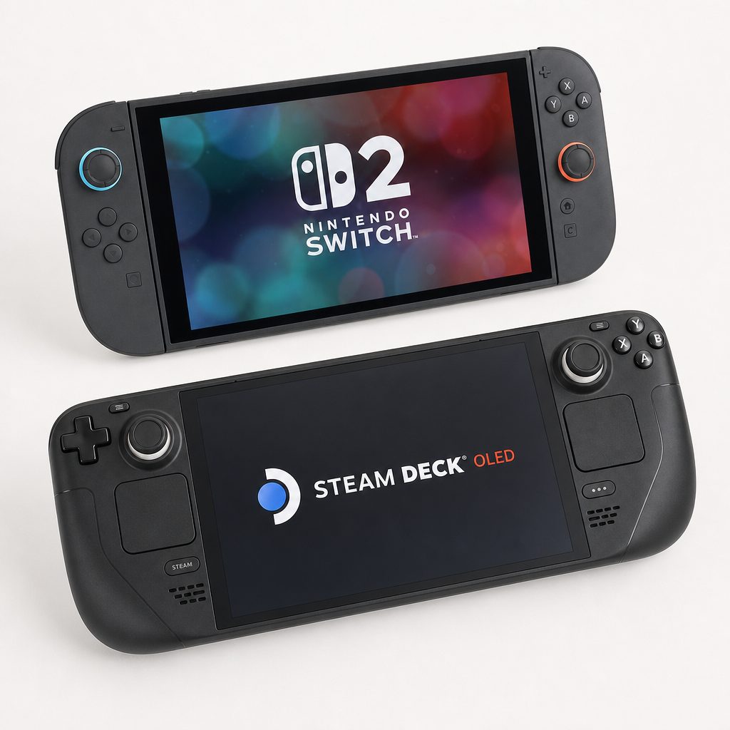 The performance story is not just about component counts: Switch 2 targets a tightly controlled console environment, while Steam Deck OLED gives PC players far more settings to balance.