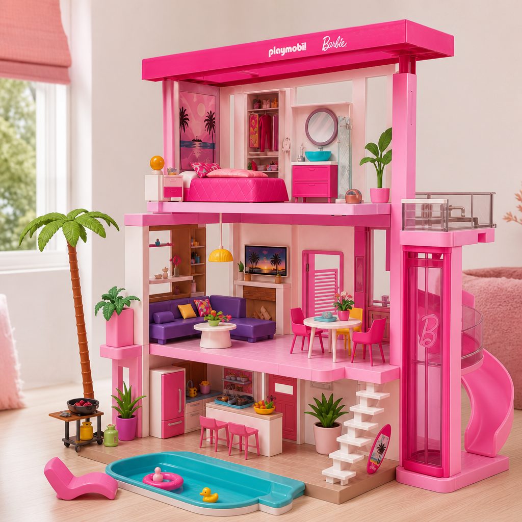 A collection of separate PLAYMOBIL x Barbie locations can encourage children to create journeys between the beach, café, waterpark and boat.