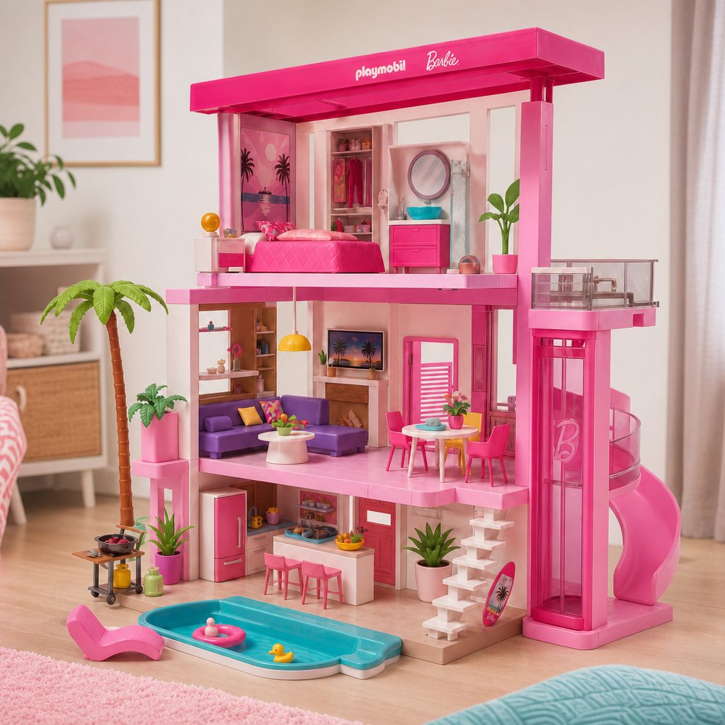 PLAYMOBIL x Barbie brings familiar characters into a figure-based world built around movable props, vehicles and adventure scenes.