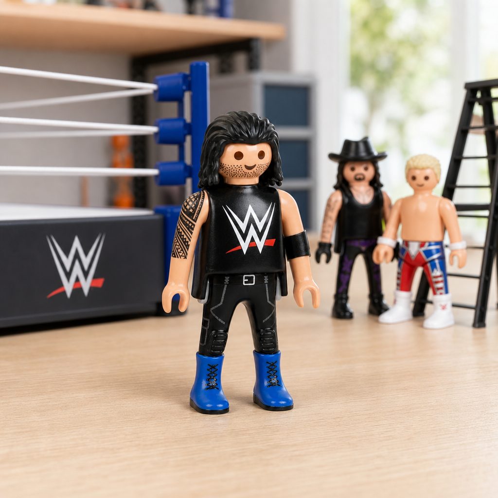 The WWE figures share PLAYMOBIL's established scale, making them easy to mix with existing buildings, vehicles and imaginative play worlds.
