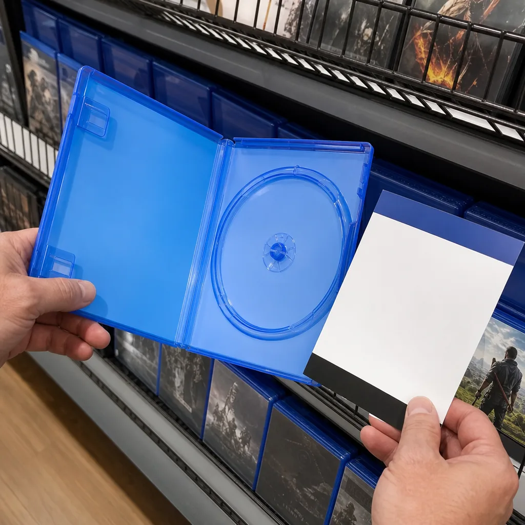 A stack of PlayStation game cases with discs next to a gaming controller