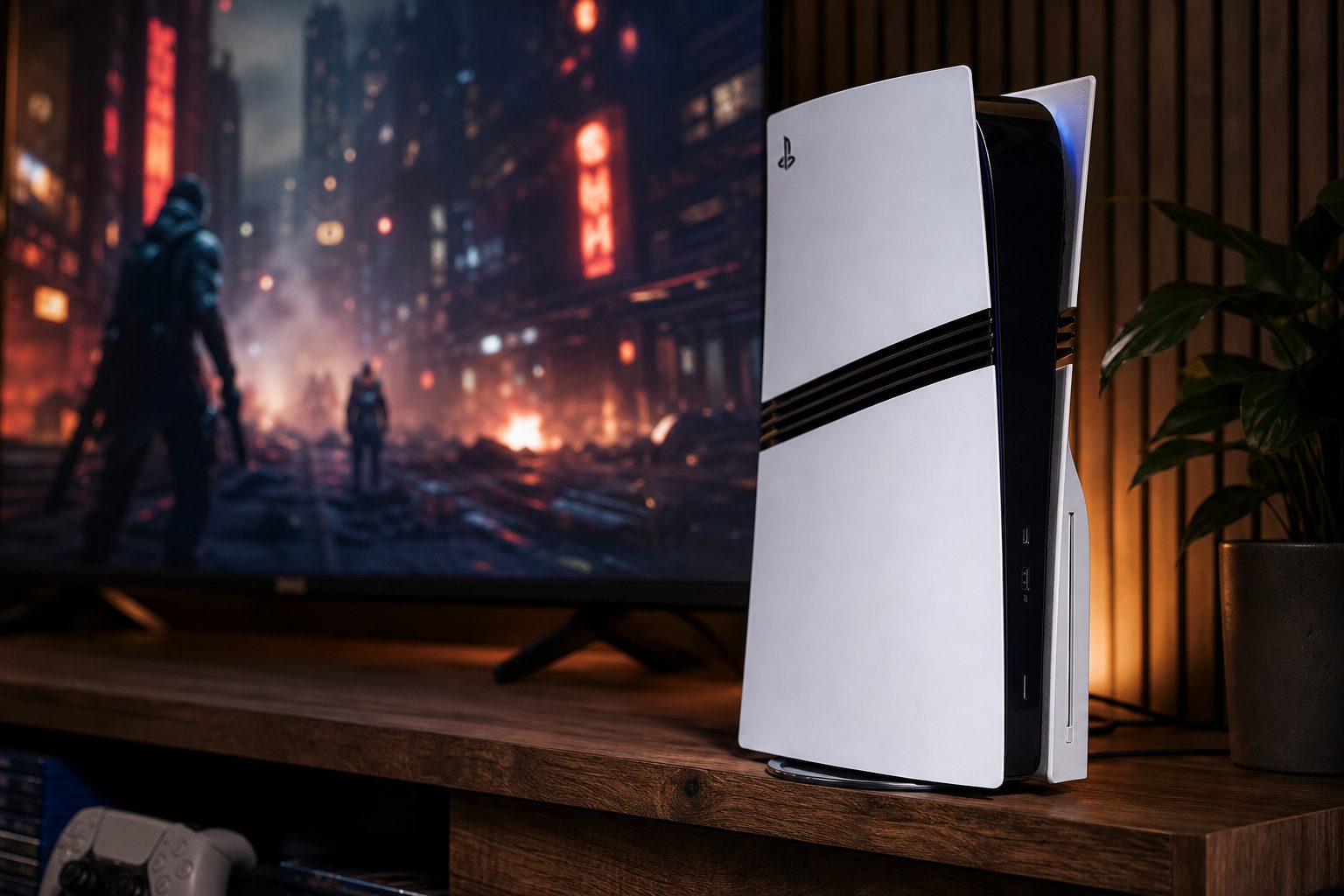 A PS5 Pro connected directly to a 4K television: direct, simple connections make it far easier to isolate an HDMI handshake fault.