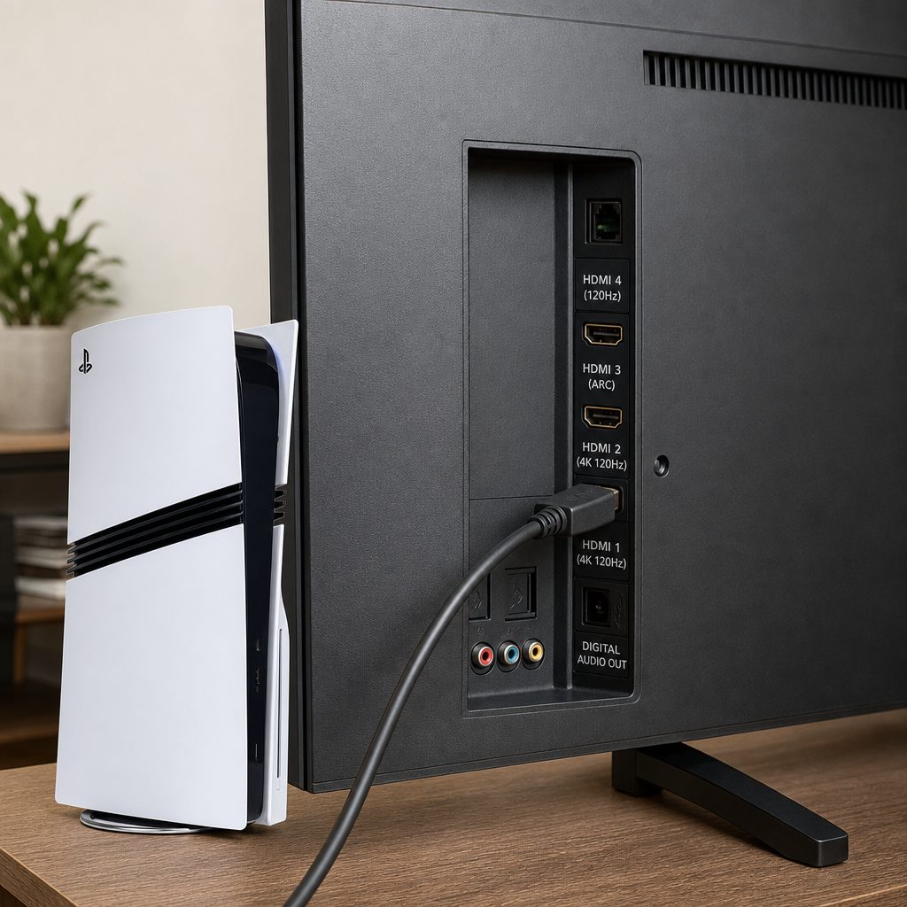 Check the exact HDMI socket on the television, not merely the cable plugged into it; 4K and high-refresh features are often limited to particular inputs.