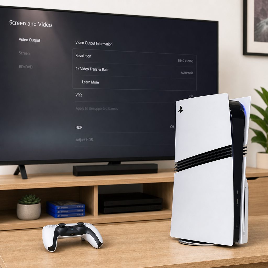 The PS5 Pro Screen and Video menu is where a stable 4K baseline should be established before HDR and Variable Refresh Rate are added back in.