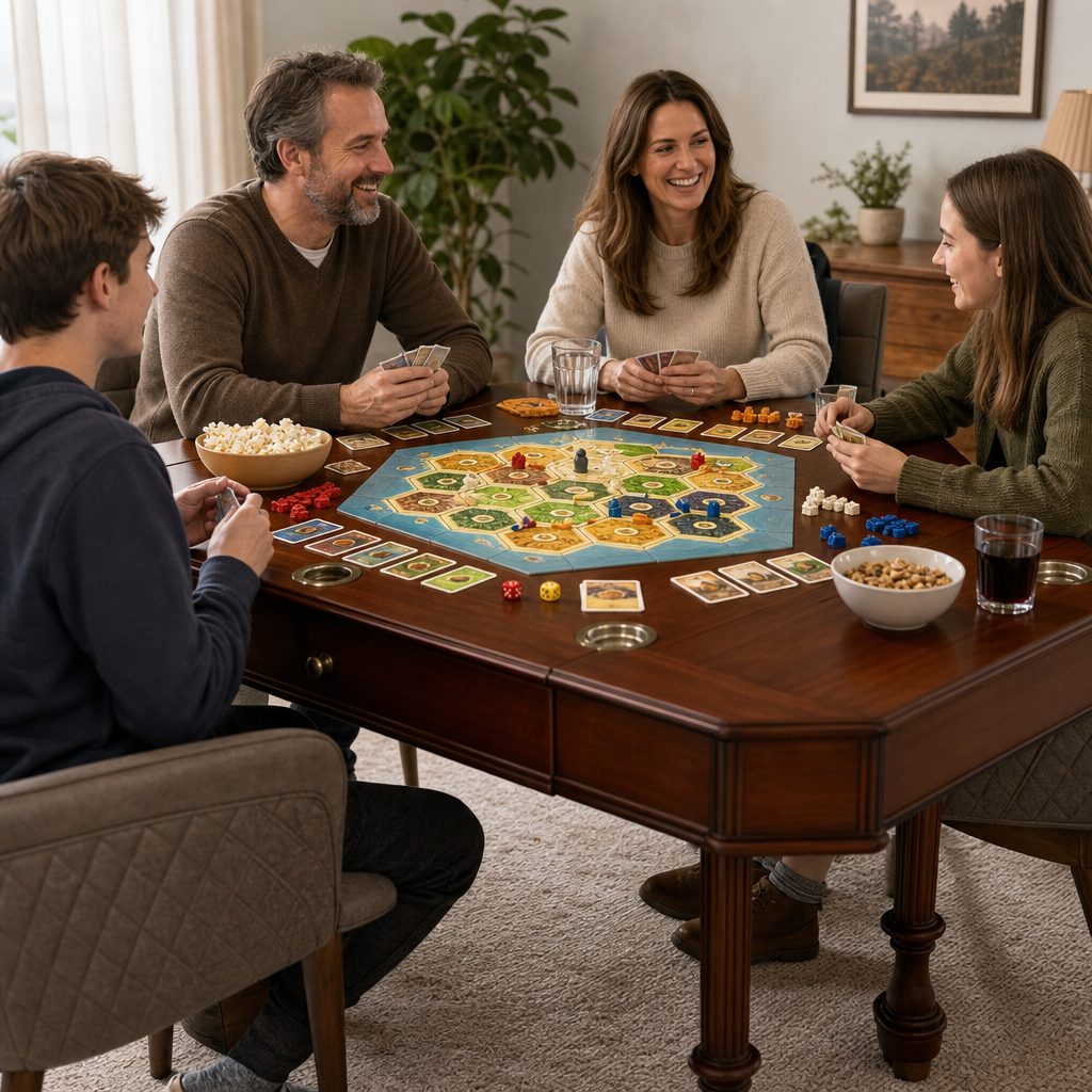 Catan remains a useful reference point: its trading, visible building and changing map explain why many players still want games that create conversation rather than silent optimisation.