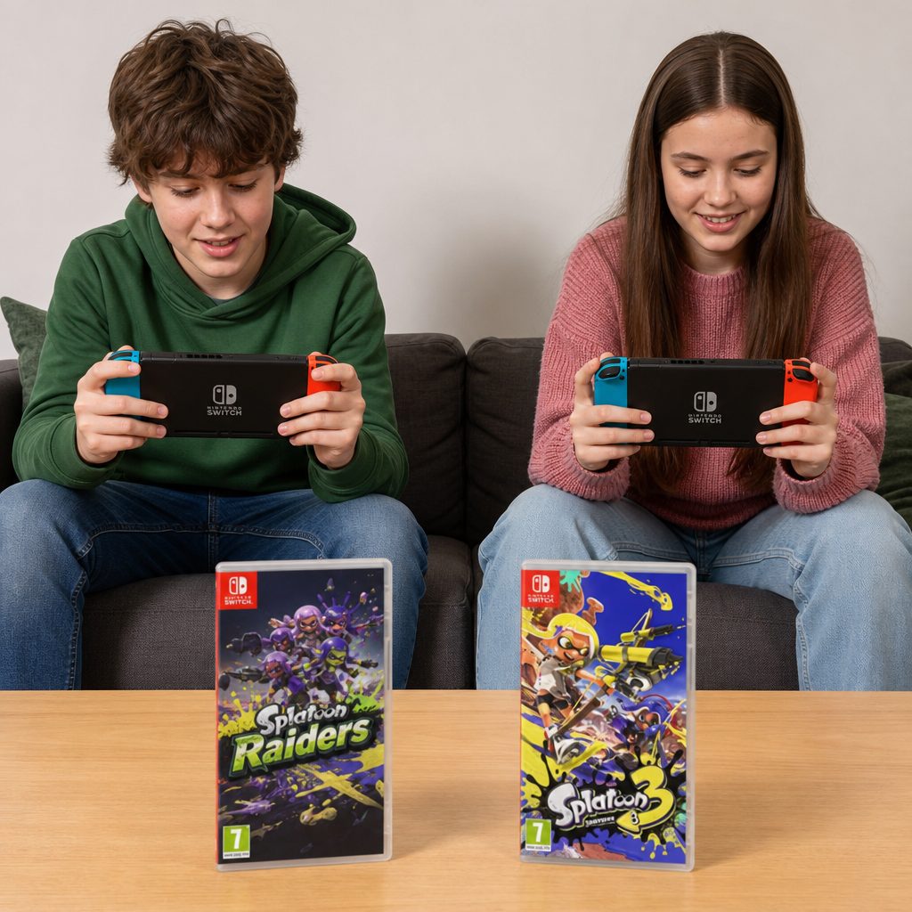 A family choice should follow the player's habits: solo story and repeat runs point towards Raiders, while a love of competitive multiplayer points towards Splatoon 3.