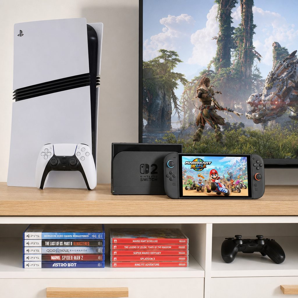 Backward compatibility made both systems easier upgrades for established households, although PS5 Pro's proposition centred on enhanced PS5 play rather than a new platform generation.