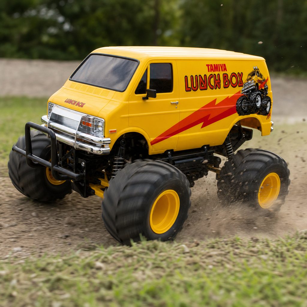 On firm grass and open dirt, the Lunch Box is wonderfully expressive. It is happiest where its rear-drive layout and bouncy chassis can be enjoyed rather than judged against a stopwatch.