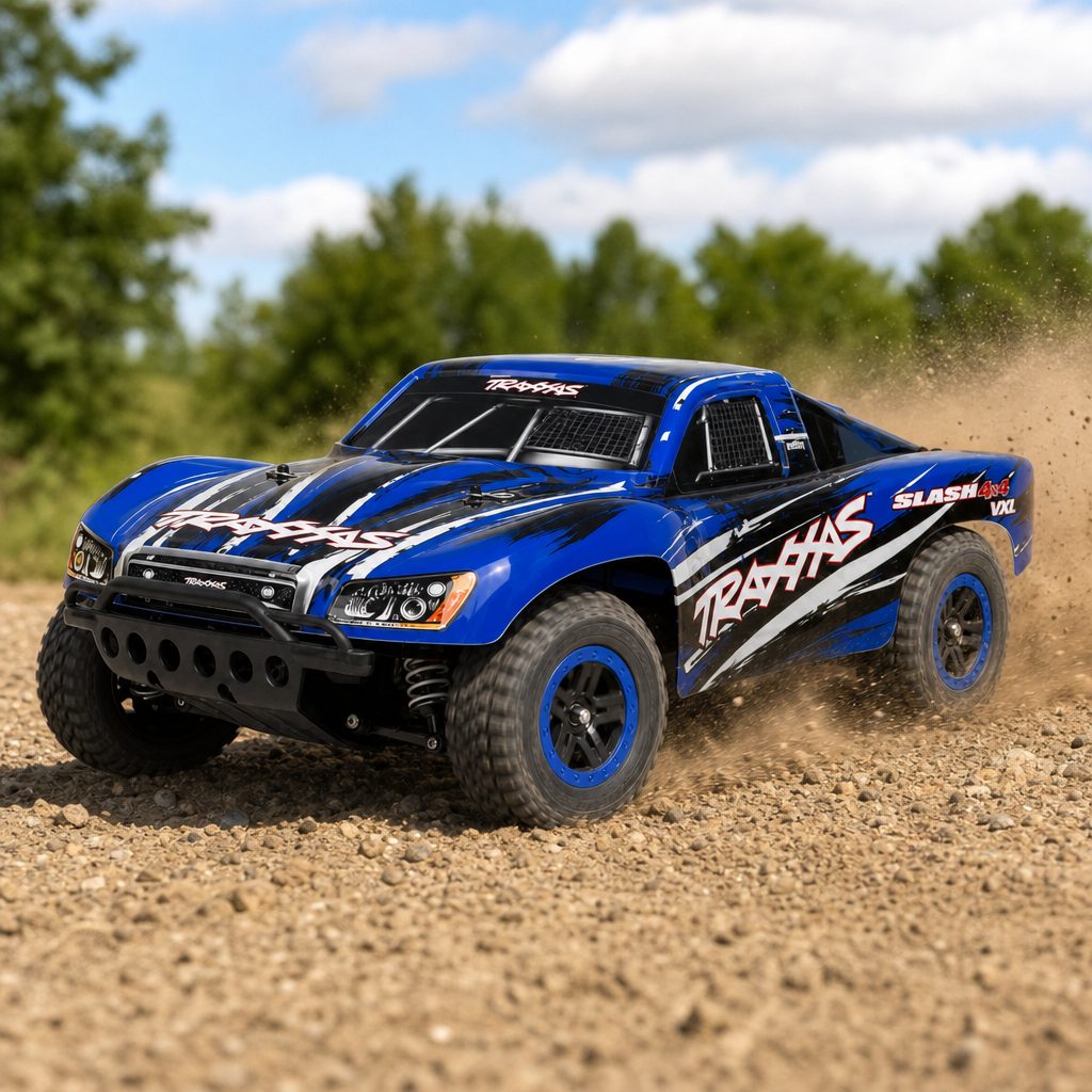 Battery choice defines the Slash experience: 2S offers lively, usable pace, whilst 3S turns the same truck into a much more demanding open-space machine.