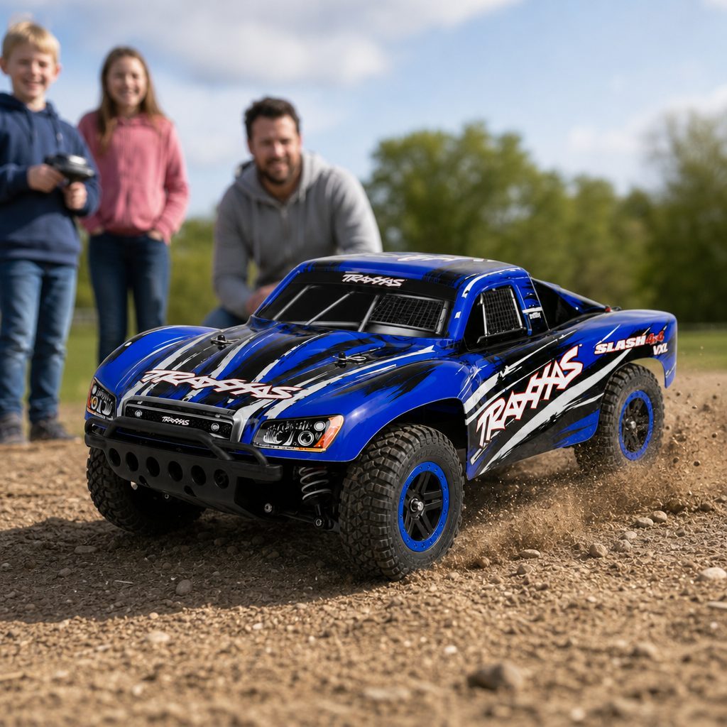 The real appeal is not simply top speed: it is the Slash's ability to turn an ordinary open patch of ground into a shared, repeatable family hobby.