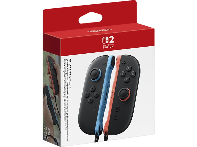 Wireless Controllers Section image of Hands-on or unboxing photo of the Nintendo Switch 2 Joy-Con pair, clearly showing the updated design and attachment rail