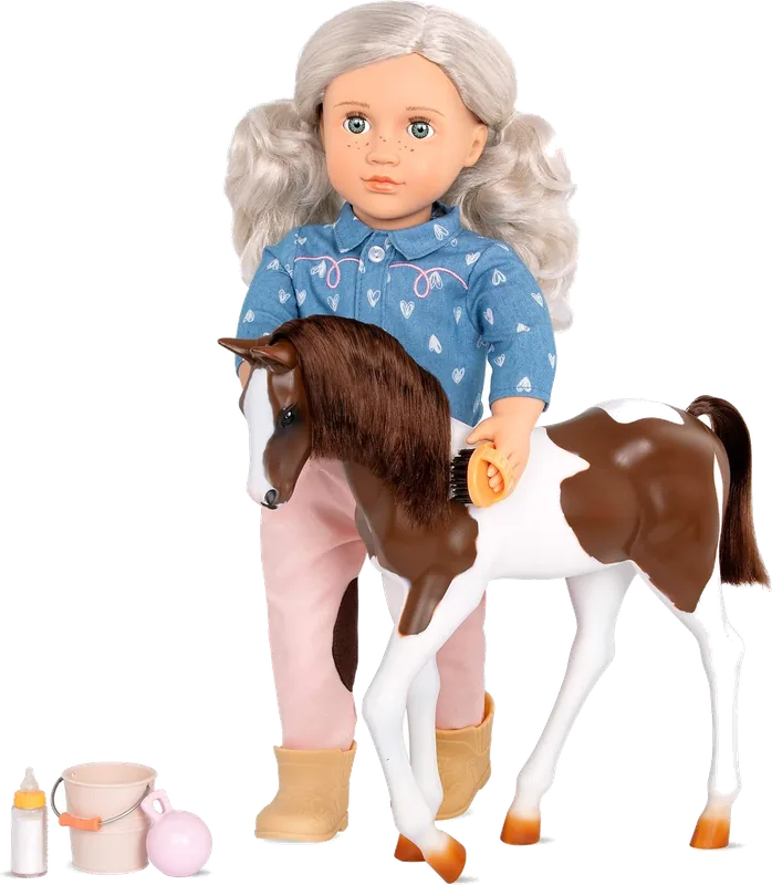 Our Generation 46cm Doll Yanira with Baby Horse